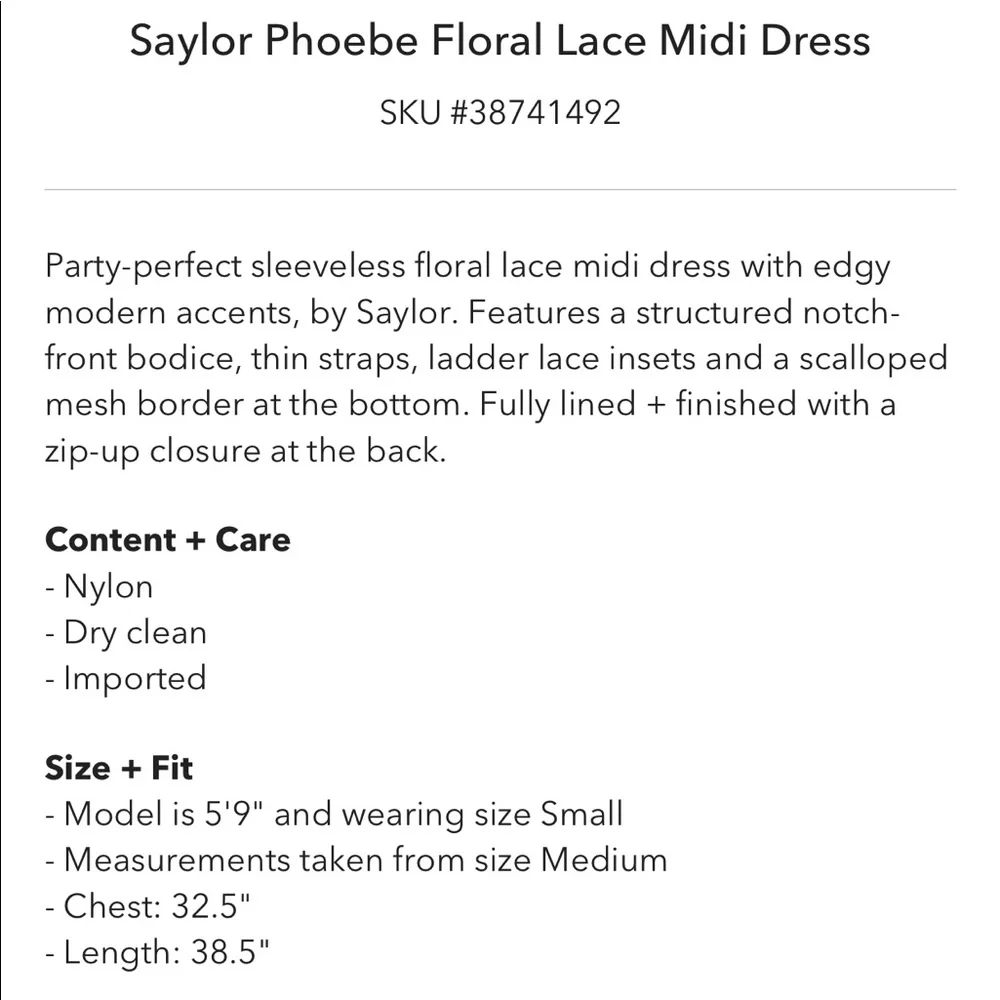 Saylor Phoebe Floral Lace Midi Dress purchased from Urban Outfitters - Picture 4 of 10